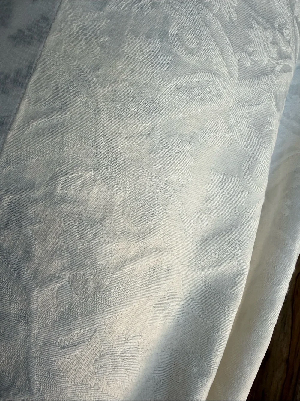 King size Classic Cream Damask Bedskirt Ruffle